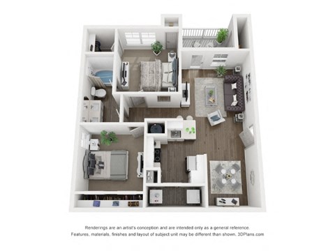Floor plan for 2 beds, 1 bath, 910 sqft